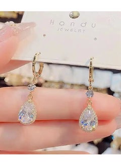 Home Clearance Sale Teardrop Sparkling zirconia Decor Luxury Dangle Earrings Alloy Jewelry Trendy Gift For Women  - Image 3