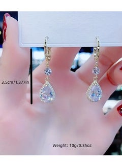 Home Clearance Sale Teardrop Sparkling zirconia Decor Luxury Dangle Earrings Alloy Jewelry Trendy Gift For Women  - Image 2