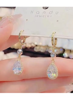 Home Clearance Sale Teardrop Sparkling zirconia Decor Luxury Dangle Earrings Alloy Jewelry Trendy Gift For Women  - Image 4