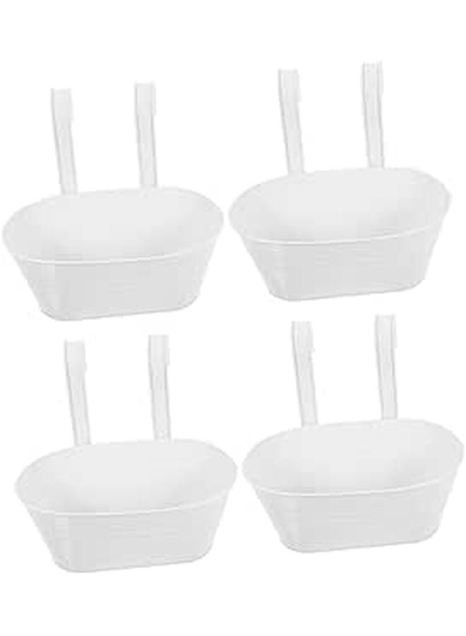 4 Pack Oval Metal Hanging Planters With Detachable Hooks For Balcony Garden Fence Patio - Image 1