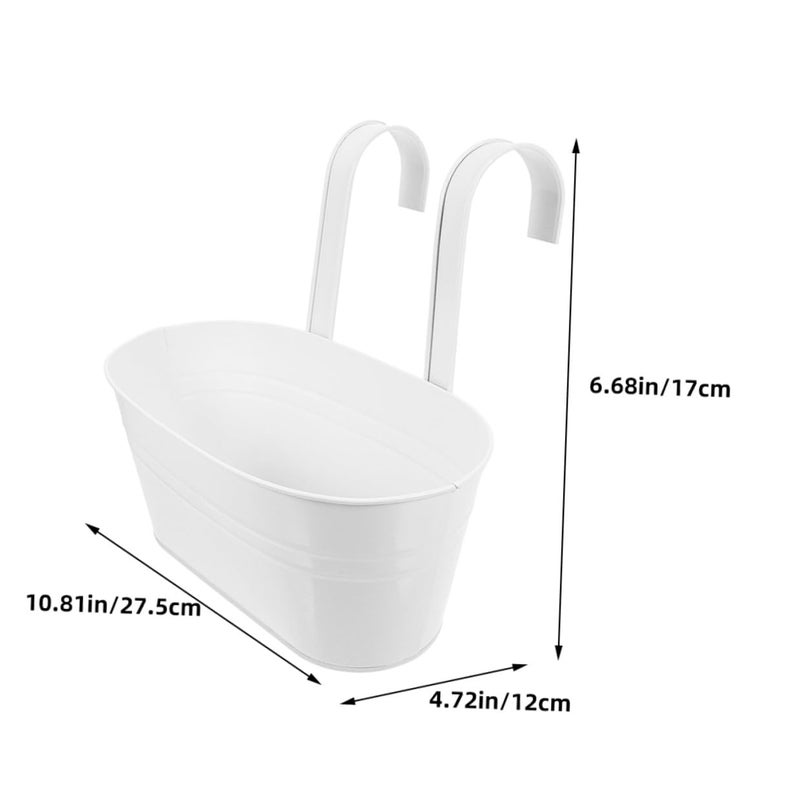 4 Pack Oval Metal Hanging Planters With Detachable Hooks For Balcony Garden Fence Patio - Image 3