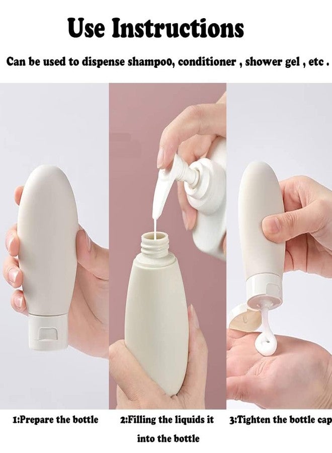 SHRBI Pack of 3 Refillable Travel Bottles Silicone Container for Cream, Shampoo,Hand Wash, Lotion Storage Hand Wash Mini Essentials Travel Accessories Leak Proof (60 ML) - Image 3