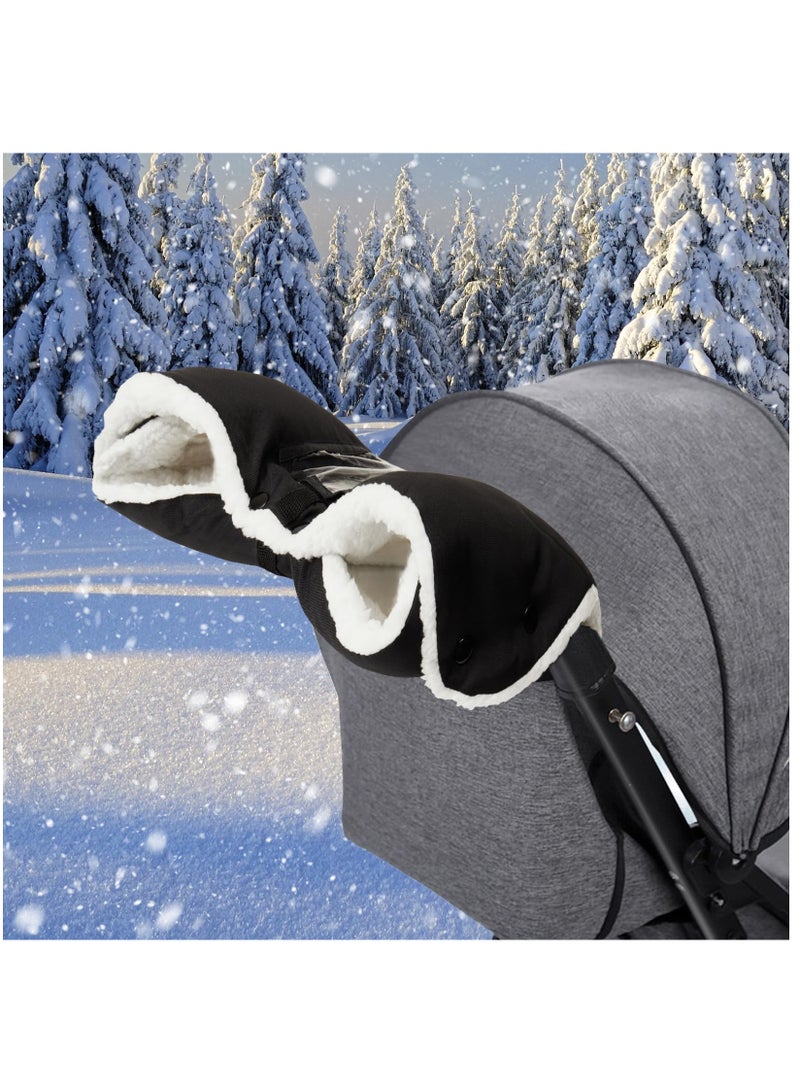 Stroller Hand Muff,Baby Stroller Warmmuffs Gloves Thick Anti-Freeze Mittens Hand Warmer,Universal Warm Winter Gloves Water Repellent Pram Hand Muff with Touch Screen Phone Bag for Cold Weather,black - Image 5