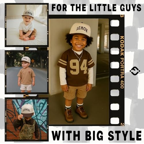Funky Junque Kids Trucker Hat Baseball Cap - Two Tone Vintage Baby Baseball Cap, Infant Baseball Hat, Toddler Snapback Hat - Rowdy Upside Down - Brown/Beige (Medium/Large - 2-9 Years) - Image 2