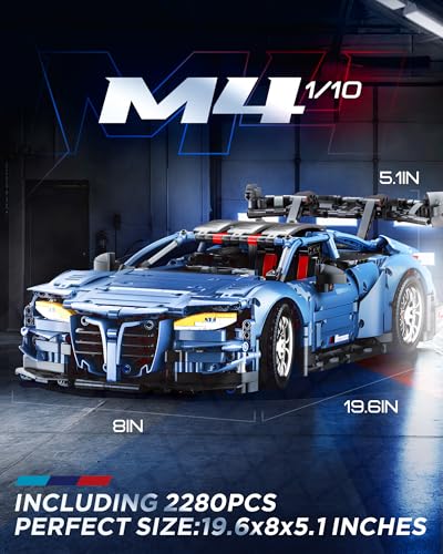 MOCBURIKU Sports Car Building Set 110 Scale M4 Racing Technic Car for Adults Collectible Cars Set to Build Build and Display Model for Home or Office Dcor Gift for Boys Age 14 2280 Pcs - Image 5