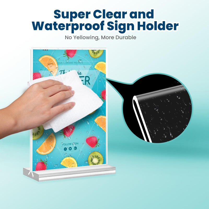 NICELINK Acrylic Sign Holder, 5x7, 15 Pack Vertical Clear Table Menu Display, Double Sided, Plastic Stand, Suitable for Restaurants, Office, Store, Fair - Image 5