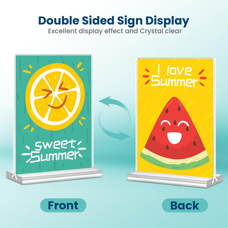 NICELINK Acrylic Sign Holder, 5x7, 15 Pack Vertical Clear Table Menu Display, Double Sided, Plastic Stand, Suitable for Restaurants, Office, Store, Fair - Image 4
