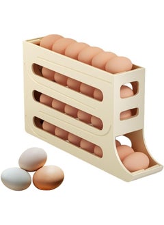 Generic 4 Tiers Egg Holder for Fridge, Auto Rolling Fridge Egg Organizer, 29.5 x 18.5cm,Space-Saving Egg Dispenser Holder, Egg Dispenser for Refrigerator,30 Eggs Fridge Egg Rack (Yellow)  - Image 1