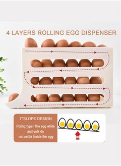 Generic 4 Tiers Egg Holder for Fridge, Auto Rolling Fridge Egg Organizer, 29.5 x 18.5cm,Space-Saving Egg Dispenser Holder, Egg Dispenser for Refrigerator,30 Eggs Fridge Egg Rack (Yellow)  - Image 3
