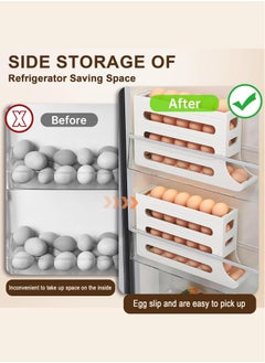 Generic 4 Tiers Egg Holder for Fridge, Auto Rolling Fridge Egg Organizer, 29.5 x 18.5cm,Space-Saving Egg Dispenser Holder, Egg Dispenser for Refrigerator,30 Eggs Fridge Egg Rack (Yellow)  - Image 5