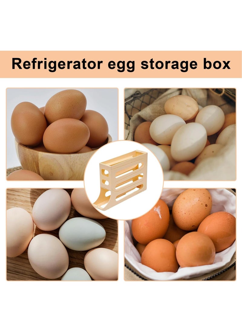 Generic - 4 Tiers Egg Holder for Fridge, Auto Rolling Fridge Egg Organizer, 29.5 x 18.5cm,Space-Saving Egg Dispenser Holder, Egg Dispenser for Refrigerator,30 Eggs Fridge Egg Rack (Yellow) - Image 1