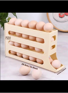 Generic 4 Tiers Egg Holder for Fridge, Auto Rolling Fridge Egg Organizer, 29.5 x 18.5cm,Space-Saving Egg Dispenser Holder, Egg Dispenser for Refrigerator,30 Eggs Fridge Egg Rack (Yellow)  - Image 2