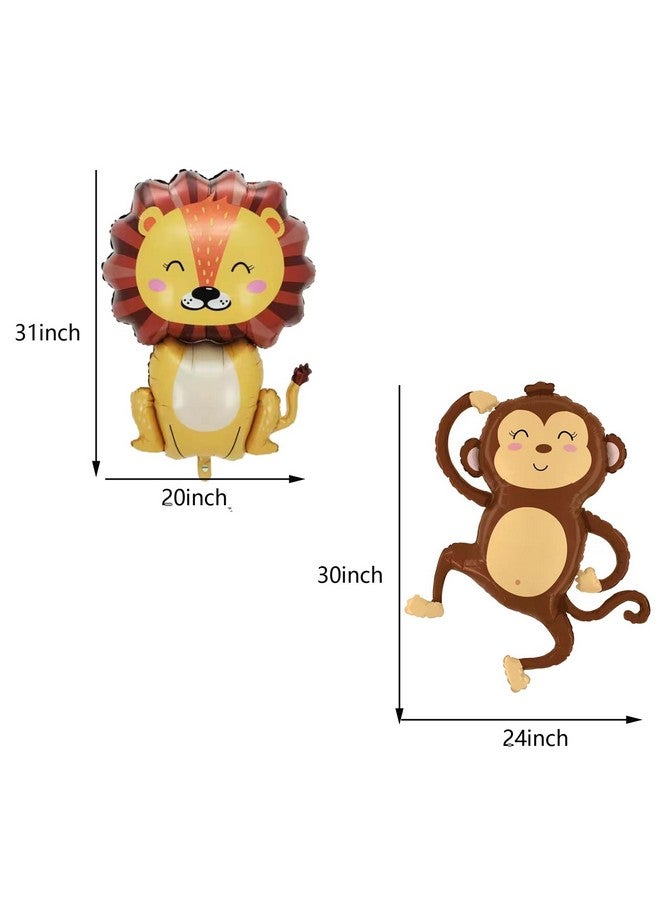 DYT 6PCS Jungle Animal Foil Balloons Giant Safari Animal Foil Balloons for Kids Boys Safari Jungle Baby Shower Birthday Wild One Zoo Party Decorations - Image 3