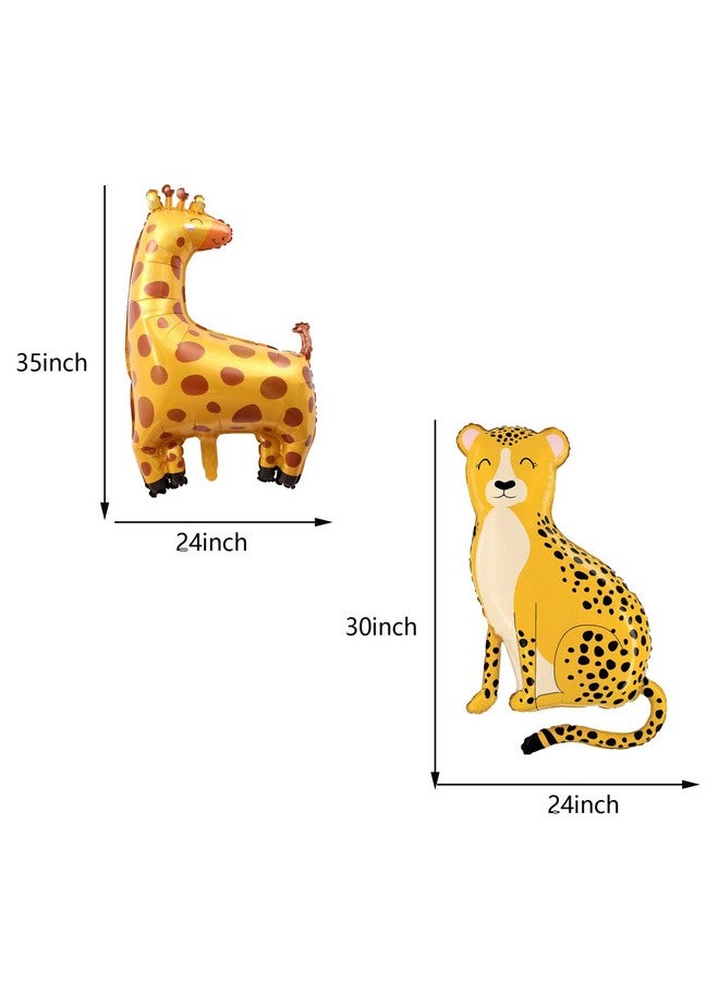 DYT 6PCS Jungle Animal Foil Balloons Giant Safari Animal Foil Balloons for Kids Boys Safari Jungle Baby Shower Birthday Wild One Zoo Party Decorations - Image 4