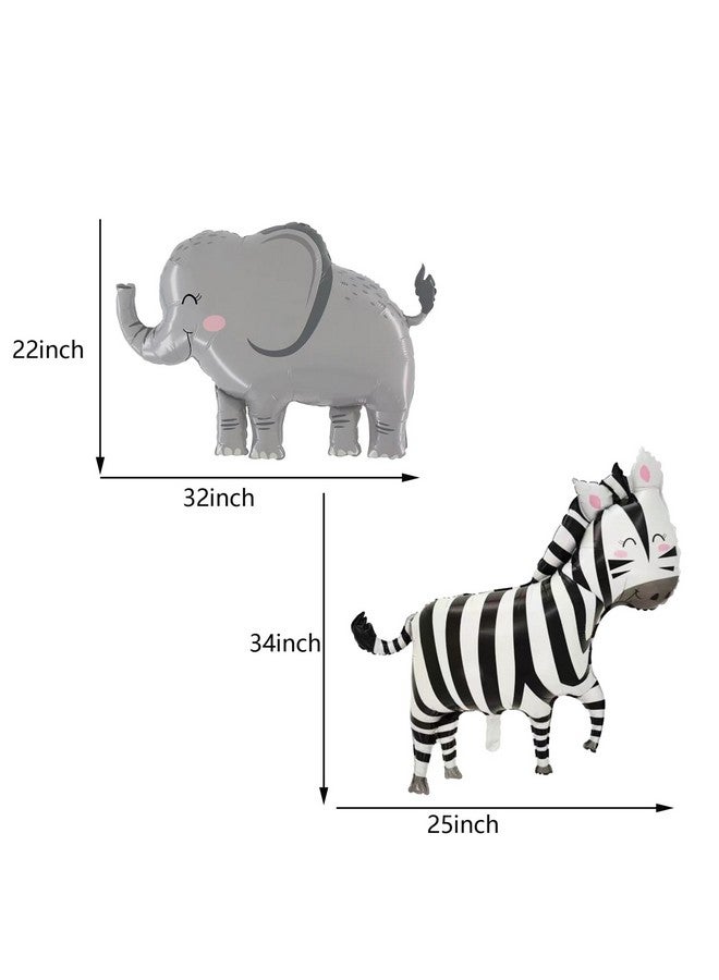 DYT 6PCS Jungle Animal Foil Balloons Giant Safari Animal Foil Balloons for Kids Boys Safari Jungle Baby Shower Birthday Wild One Zoo Party Decorations - Image 2