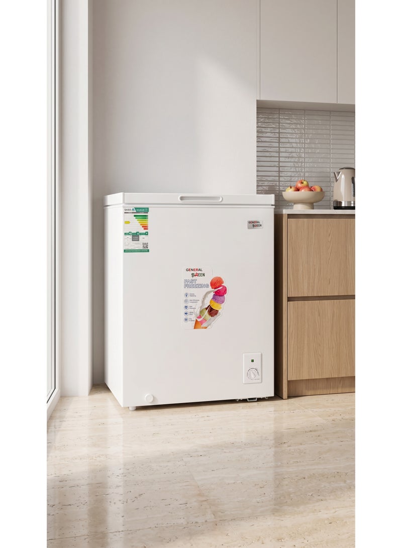 General Sreen Chest Freezer 142 Liter, Deep Freezer, Energy Efficient, White – GENERAL SREEN GSCF-142DF - Image 4