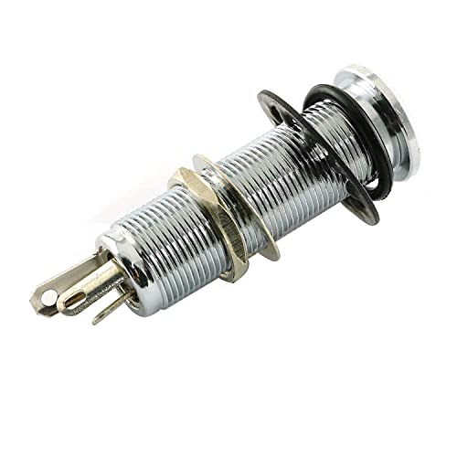RLECS Brass Electric Guitar Bass 1/4Inch Barrel Jack 44.5x16cm Cylinder Input/Output Mono Active Long Threaded Jack Socket Guitar Parts & Accessories, Silver - Image 5
