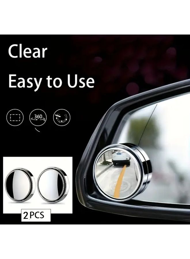 Black 360 Degree Rotating Car Blind Spot Mirrors Adjustable HD Rearview Set for Safety - Image 1