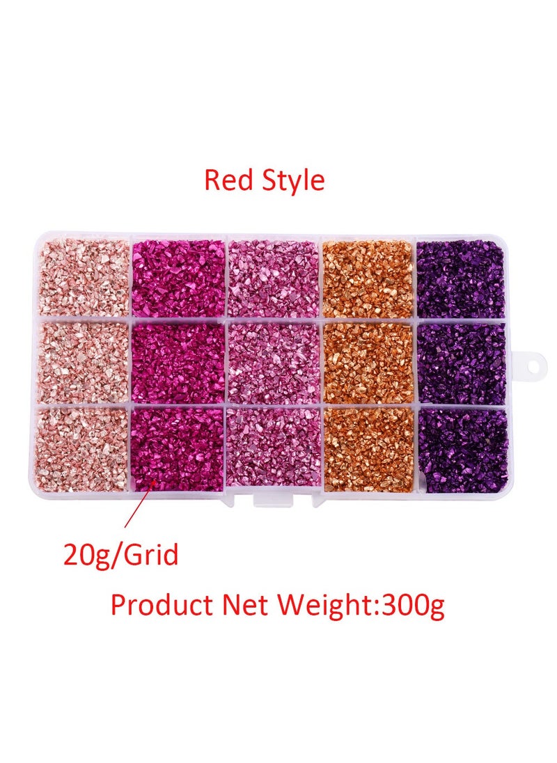 Generic DIY Resin Fill Colorful Glass Fragments Jewelry Making Set 5 colors gravel red pink 