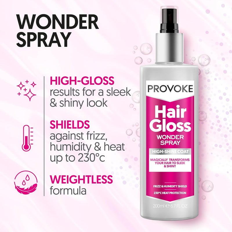 Provoke Hair Gloss High-Shine Coat Wonder Spray 200ml, For Shine And Finish, Lasting Gloss And Polish - Image 1