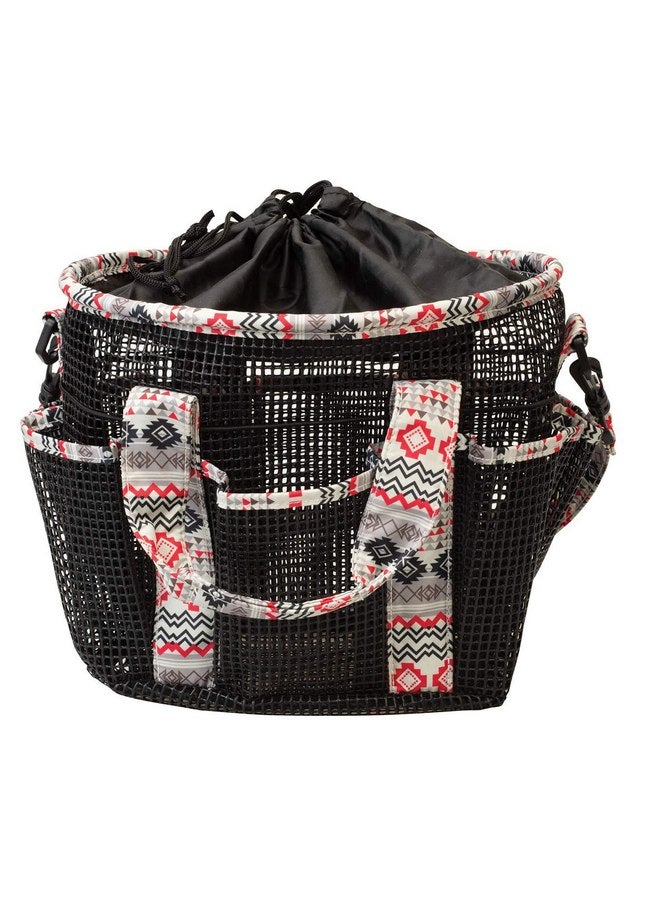 Weaver Leather Mesh Grooming Bag,Black with Crimson Aztec Binding, 65-2053-P19