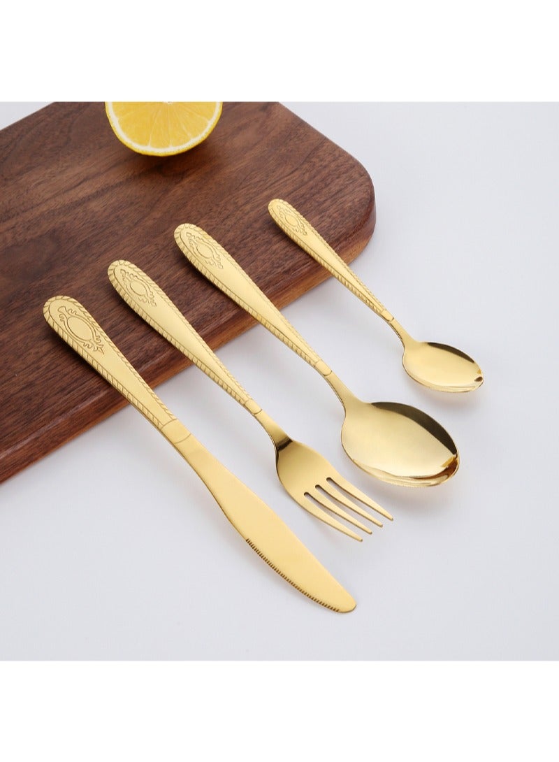 Sunhome 24-Piece Stainless Steel Cutlery Set Kitchen Utensil Set Western Tableware Suitable For Home Kitchen Restaurant Hotel Party Dining Picnic Dining Exquisite Packaging Gift Gold - Image 5