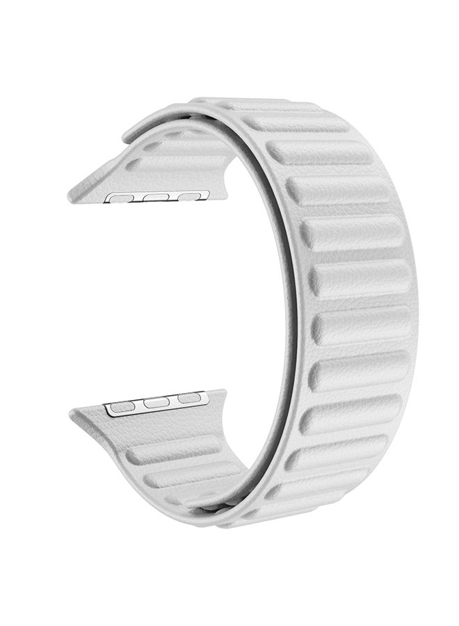 Leather Link Band For Apple Series 6/5/4/3/SE White - Image 2