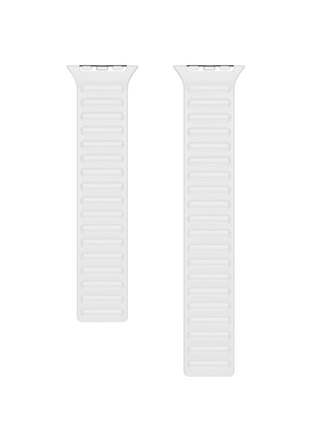 Leather Link Band For Apple Series 6/5/4/3/SE White - Image 3
