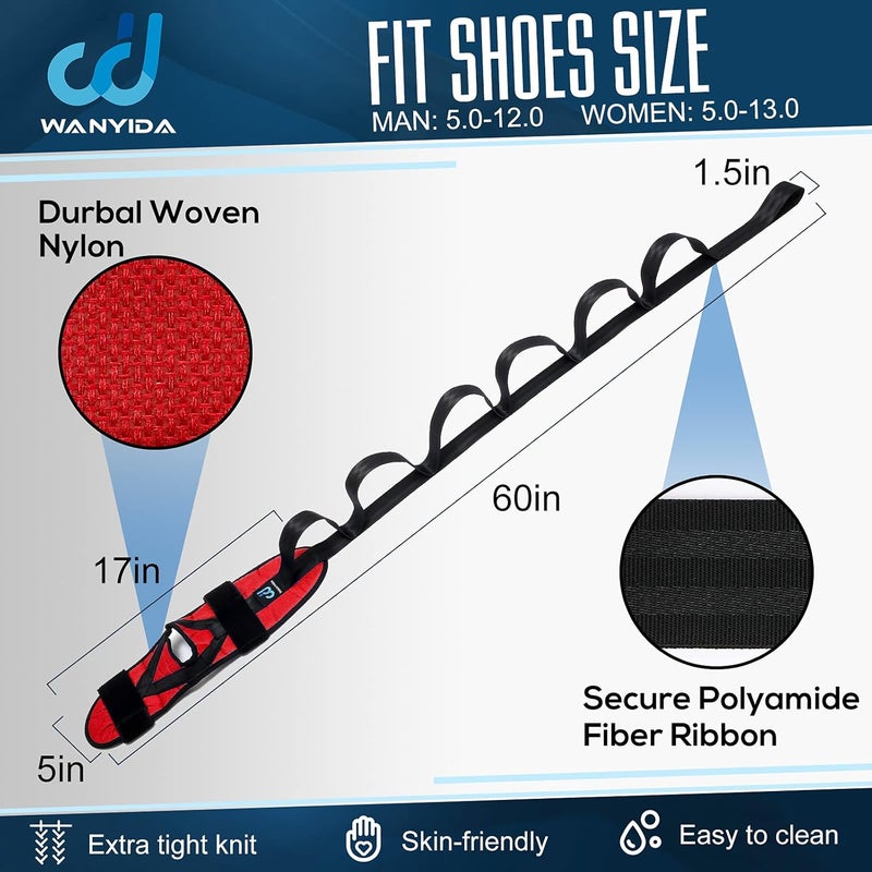 WANYIDA Foot Calf stretcher for Plantar Fasciitis, Achilles Tendonitis, Heel Spurs, Drop Foot. Yoga Stretching Strap for Leg, Thigh and Hamstring (Red) - Image 5