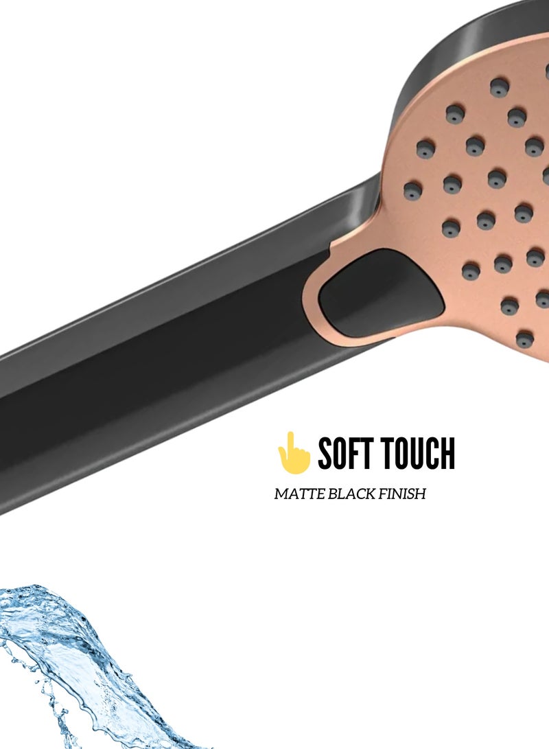 MAAT Rainmax Bronze Black Hand Shower Set | Dual-Tone Bronze & Black Finish | Premium Turkish Hand Shower | Stylish & Durable | High Pressure Flow  - Image 3