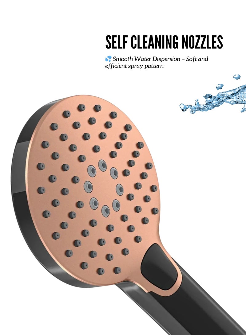 MAAT Rainmax Bronze Black Hand Shower Set | Dual-Tone Bronze & Black Finish | Premium Turkish Hand Shower | Stylish & Durable | High Pressure Flow  - Image 2