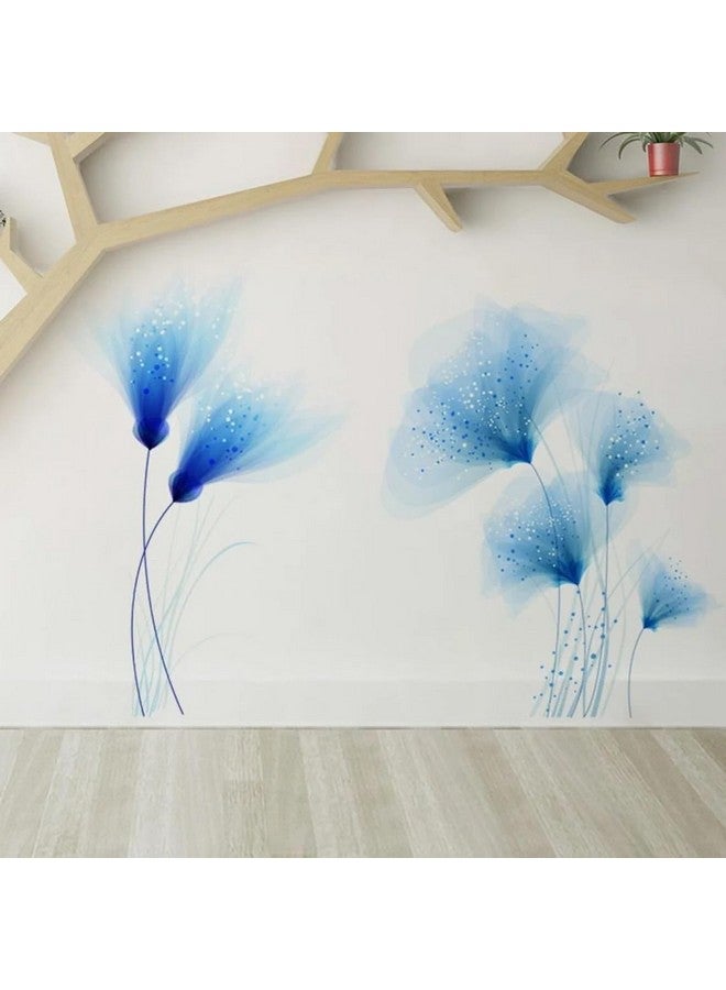 Xtore Beautiful Blue Flower Design Wall Sticker for Home | Office | Kitchen Decor (Pack of 1, Blue) - Image 1