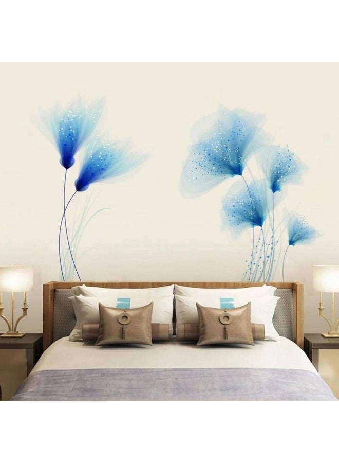 Xtore Beautiful Blue Flower Design Wall Sticker for Home | Office | Kitchen Decor (Pack of 1, Blue) - Image 3