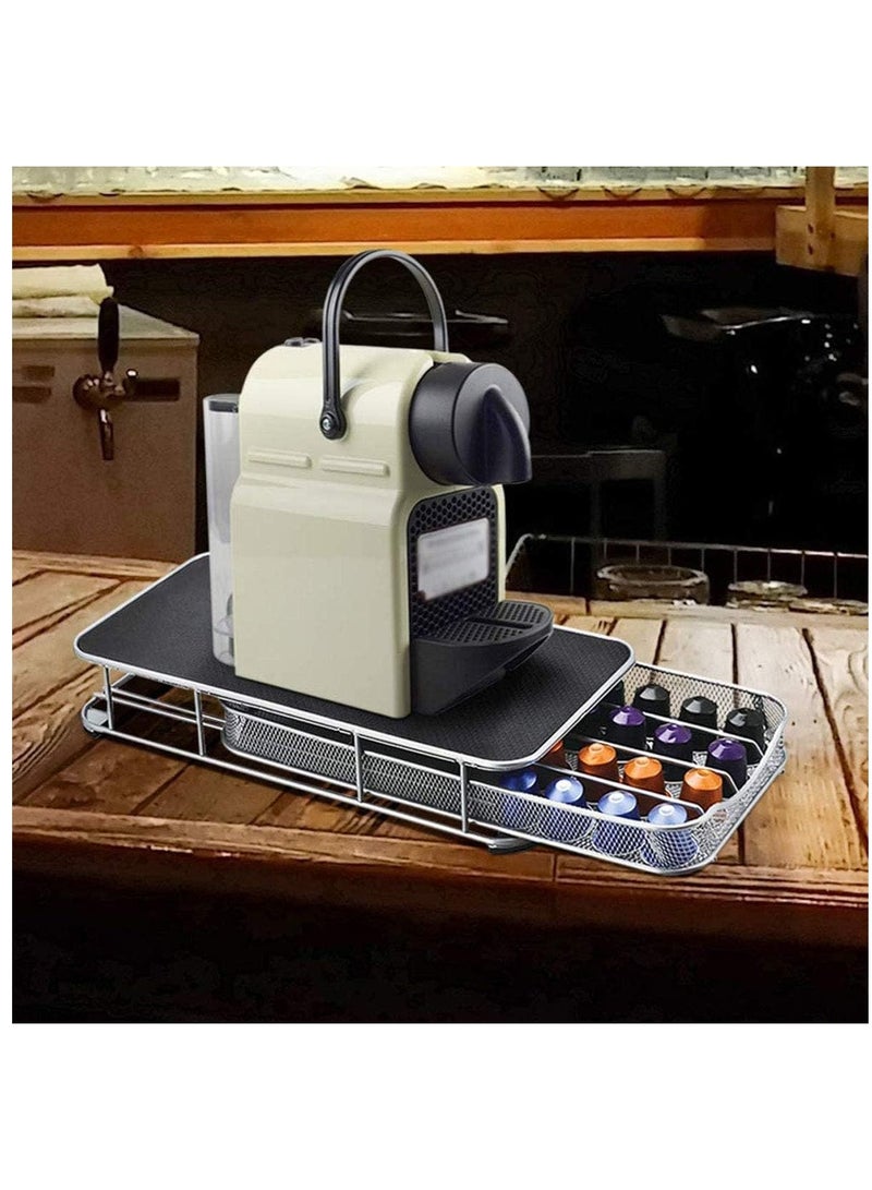 BLOOMING TIME Coffee Pod Holder and Coffee Machine Stand Anti Vibration Non Slip Surface Mesh Drawer Rack for 40Pcs Nespresso Espresso Capsules - Image 2