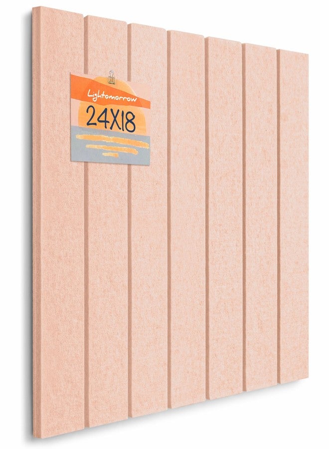 Lightomorrow Bulletin Board, 24 x 18 inches Felt Board Decorative Pin Board, 4' x 3' Cork Board Alternative for Wall, Foldable Photo Board with 20 Pushpins - Mauvey Pink Stripes - Image 1