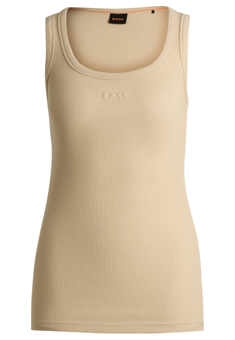 BOSS Stretch-cotton slim-fit vest with ribbed structure