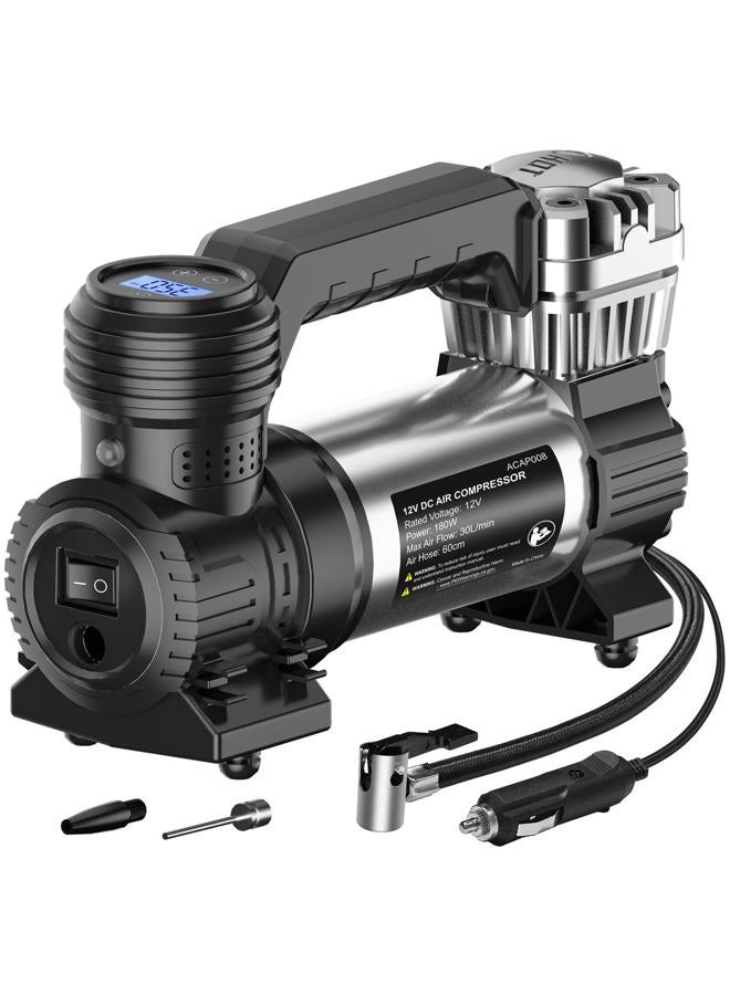 Avid Power - DC 12V Portable Air Compressor, 30L/M Fast Inflation, Auto Tire Inflator with Gauge and Air Pump for Car Tires and Many Inflatables - Image 1