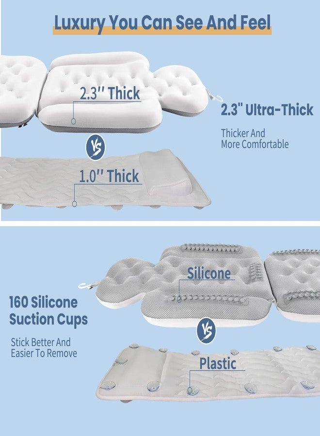 VEILS Bathtub Pillow Full Body, Luxury Bath Cushion for Tub with 160 Suction Cups, Bath Mat for Head and Neck Support with Laundry Bag White - Image 5