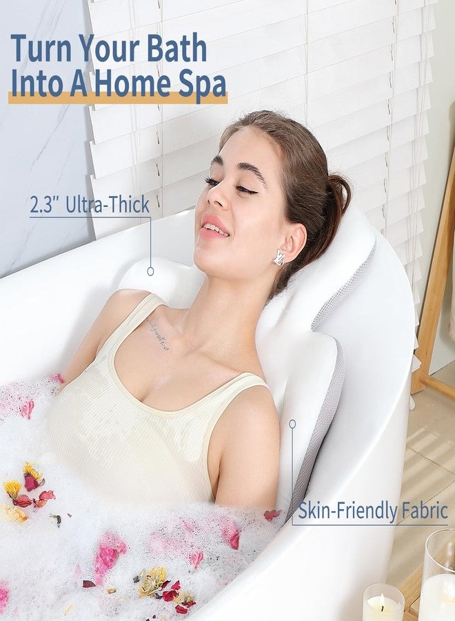 VEILS Bathtub Pillow Full Body, Luxury Bath Cushion for Tub with 160 Suction Cups, Bath Mat for Head and Neck Support with Laundry Bag White - Image 4
