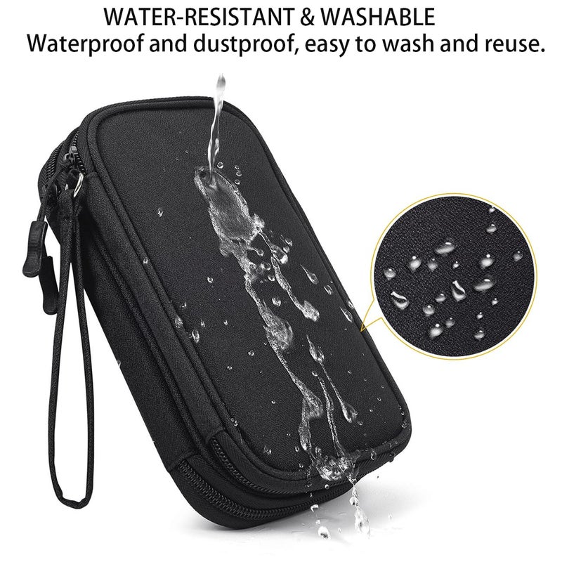 CAAORDKSO Electronics Organizer Travel Bag, Small Cable Organizer Case Waterproof Accessories Pouch, Travel Electronic Carrying Case for Cord, Charger, Phone, USB, Power Bank, Earphone (Black, Medium) - Image 4