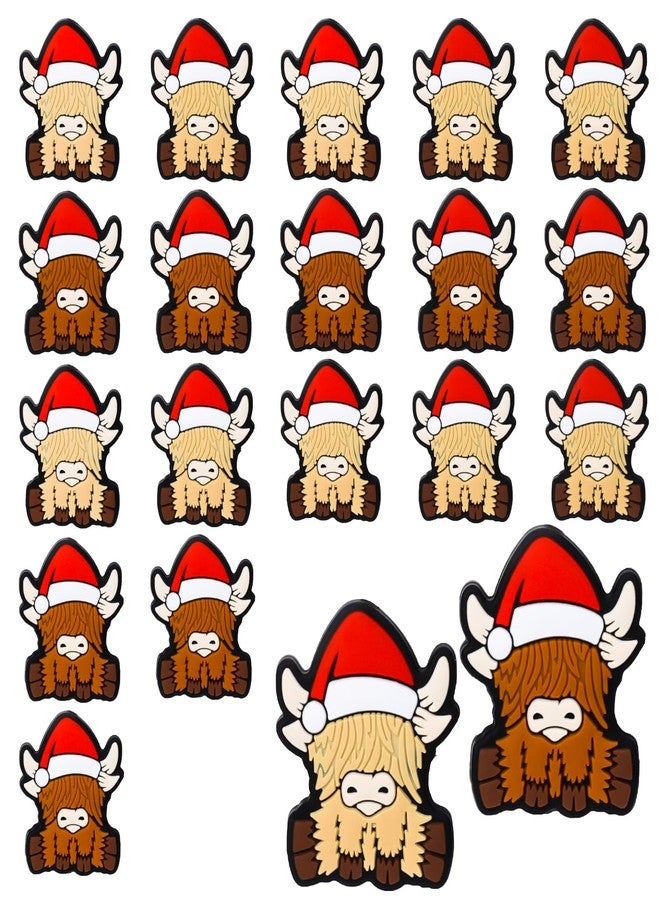 Whaline 20Pcs Christmas Highland Cow Silicone Focal Beads Xmas Cattle Cartoon Animal Loose Rubber Beads for Pen DIY Art Crafts Jewelry Keychain Making - Image 1