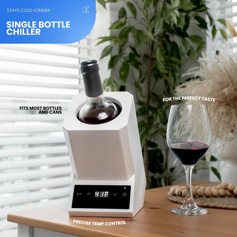 Collier Kitchen Electric Wine Chiller | Single Bottle Portable Wine Cooler with LED Touch Display & Adjustable Temperature | Sleek Iceless Wine Chilling for Modern Kitchens - Image 2