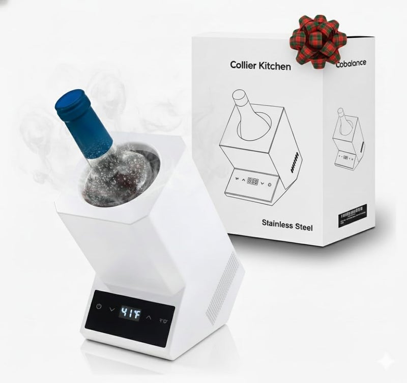 Collier Kitchen Electric Wine Chiller | Single Bottle Portable Wine Cooler with LED Touch Display & Adjustable Temperature | Sleek Iceless Wine Chilling for Modern Kitchens - Image 1