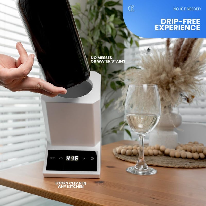 Collier Kitchen Electric Wine Chiller | Single Bottle Portable Wine Cooler with LED Touch Display & Adjustable Temperature | Sleek Iceless Wine Chilling for Modern Kitchens - Image 3