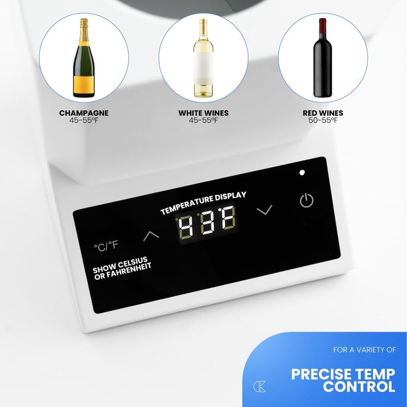 Collier Kitchen Electric Wine Chiller | Single Bottle Portable Wine Cooler with LED Touch Display & Adjustable Temperature | Sleek Iceless Wine Chilling for Modern Kitchens - Image 4