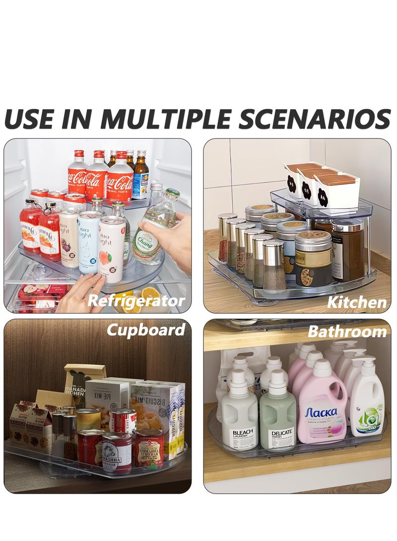 SYOSI 2 Tier Spice Rack Organizer 360° Rotating Sliding Spice Rack Organizer Cabinet 16.5 x 11in Rectangle Clear Antiskid Kitchen Bathroom Pull Out Storage Shelves for Pantry Table Medicine Pill Bottle  - Image 4