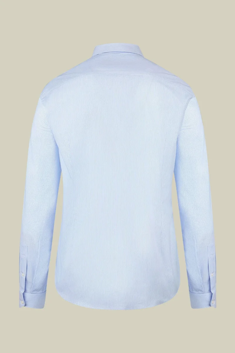 Doppelganger Blue Men's regular fit classic shirt in yarn-dyed striped cotton with a classic collar - White/Sky for Men | Best Price UAE