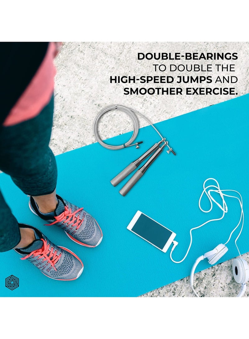 فلوشرينيك 1 حبل قفز بحبل القفز المصنوع من سبائك الألومنيوم ， حبل قفز بحبل قفز بحبل قفز عالي السرعة قابل للتعديل للياقة البدنية والتمارين الرياضية، مناسب للرجال والنساء والأطفال على حد سواء، حبل قفز بحبل قفز قابل للتعديل للصالة الرياضية والتمارين المنزلية - Image 4