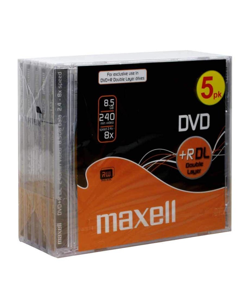 Maxell 8.5GB DVD+R DL Dual Layer 8X Speed Jewel Case (Pack of 5) - Image 2