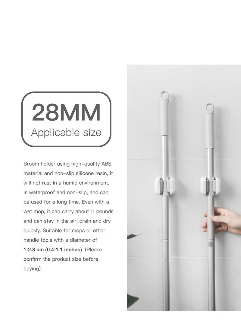 Mop Holder 3 PCS Wall Mount Broom Stands Rack, Sturdy Self-Adhesive Cleaning Supplies Organizer, Anti-Slip Mop and Broom Holders, Wall Gripper for Bathroom, Kitchen, Garden, Garage Storage - Image 5